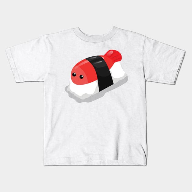 Cute Kawaii Shrimp Sushi Kids T-Shirt by MajorCompany